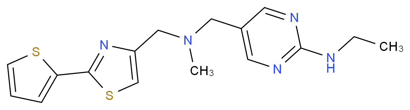 N-ethyl-5-[(methyl{[2-(2-thienyl)-1,3-thiazol-4-yl]methyl}amino)methyl]-2-pyrimidinamine_Molecular_structure_CAS_)