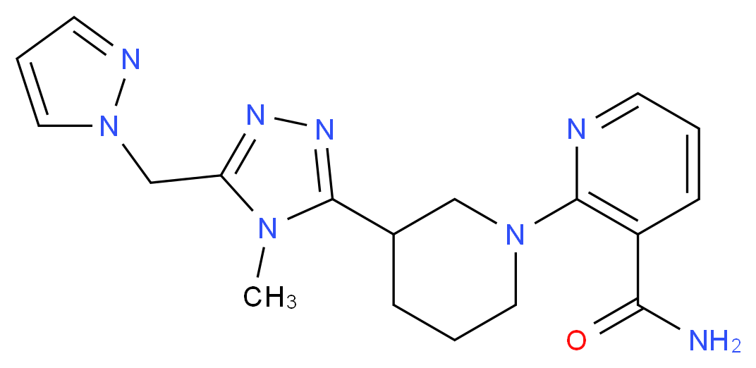 2-{3-[4-methyl-5-(1H-pyrazol-1-ylmethyl)-4H-1,2,4-triazol-3-yl]piperidin-1-yl}nicotinamide_Molecular_structure_CAS_)