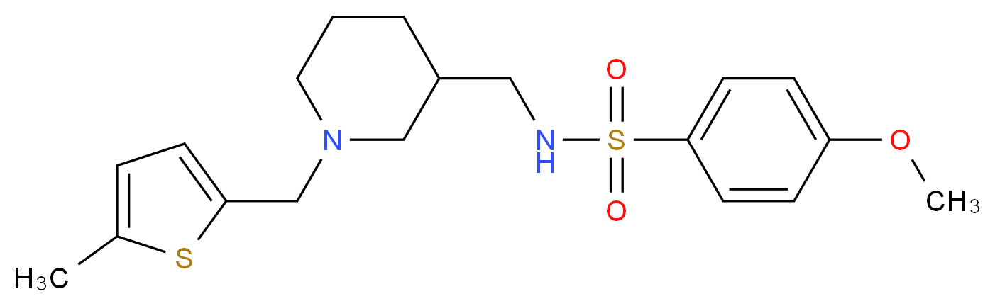 4-methoxy-N-({1-[(5-methyl-2-thienyl)methyl]-3-piperidinyl}methyl)benzenesulfonamide_Molecular_structure_CAS_)
