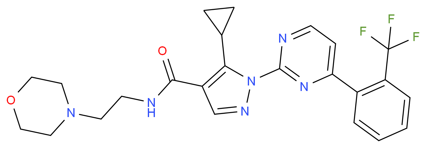 5-cyclopropyl-N-[2-(4-morpholinyl)ethyl]-1-{4-[2-(trifluoromethyl)phenyl]-2-pyrimidinyl}-1H-pyrazole-4-carboxamide_Molecular_structure_CAS_)