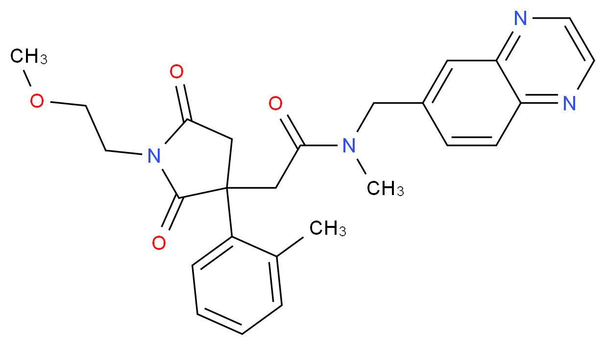 2-[1-(2-methoxyethyl)-3-(2-methylphenyl)-2,5-dioxo-3-pyrrolidinyl]-N-methyl-N-(6-quinoxalinylmethyl)acetamide_Molecular_structure_CAS_)