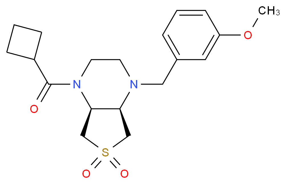 (4aR*,7aS*)-1-(cyclobutylcarbonyl)-4-(3-methoxybenzyl)octahydrothieno[3,4-b]pyrazine 6,6-dioxide_Molecular_structure_CAS_)