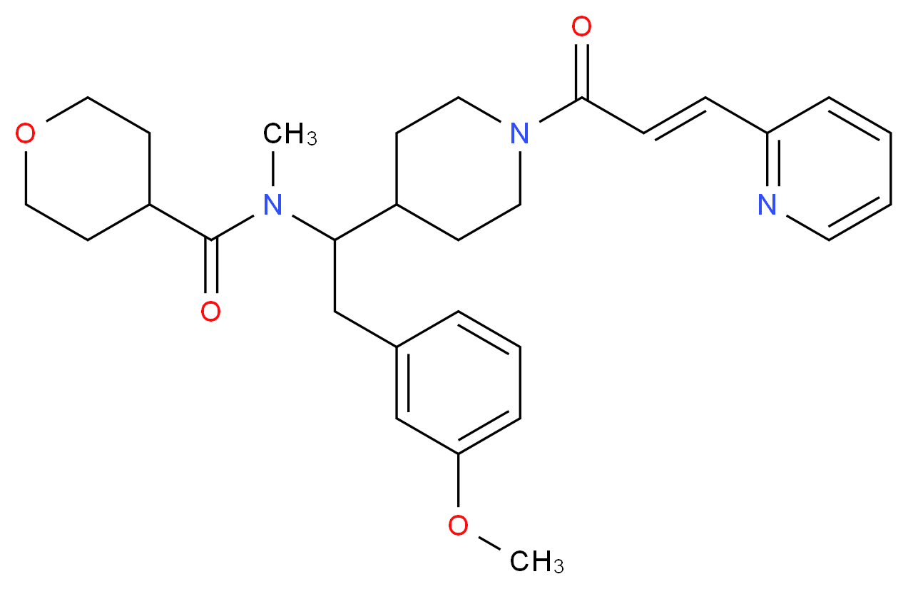 N-(2-(3-methoxyphenyl)-1-{1-[(2E)-3-(2-pyridinyl)-2-propenoyl]-4-piperidinyl}ethyl)-N-methyltetrahydro-2H-pyran-4-carboxamide_Molecular_structure_CAS_)
