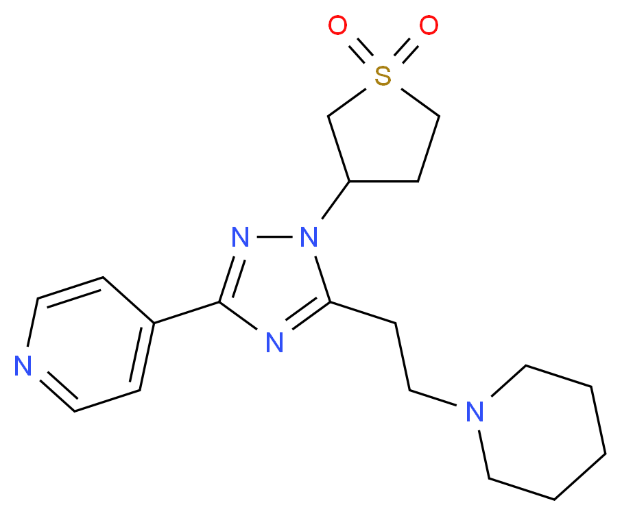 4-[1-(1,1-dioxidotetrahydro-3-thienyl)-5-(2-piperidin-1-ylethyl)-1H-1,2,4-triazol-3-yl]pyridine_Molecular_structure_CAS_)