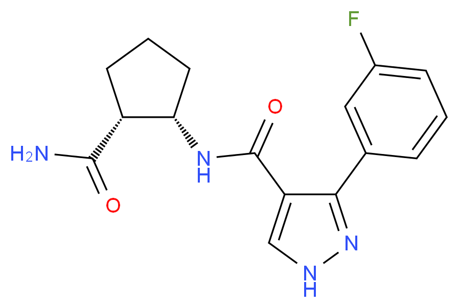 N-[(1S*,2R*)-2-(aminocarbonyl)cyclopentyl]-3-(3-fluorophenyl)-1H-pyrazole-4-carboxamide_Molecular_structure_CAS_)