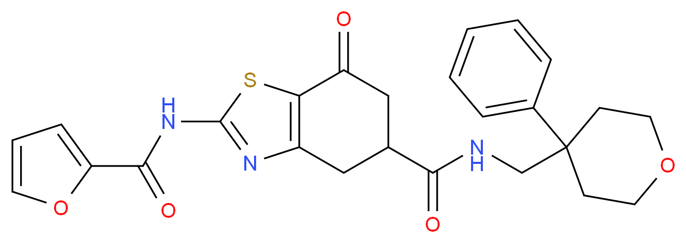 2-(2-furoylamino)-7-oxo-N-[(4-phenyltetrahydro-2H-pyran-4-yl)methyl]-4,5,6,7-tetrahydro-1,3-benzothiazole-5-carboxamide_Molecular_structure_CAS_)