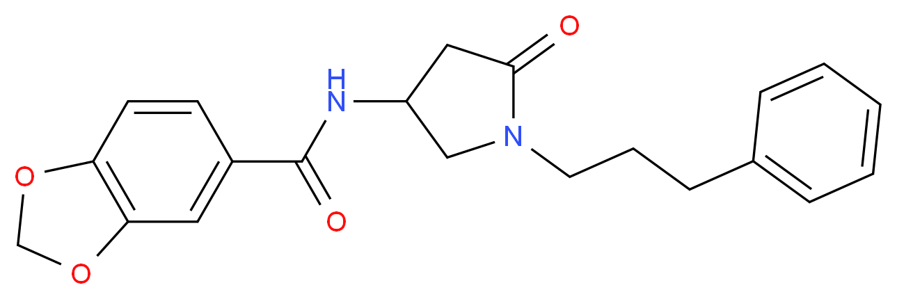 N-[5-oxo-1-(3-phenylpropyl)-3-pyrrolidinyl]-1,3-benzodioxole-5-carboxamide_Molecular_structure_CAS_)