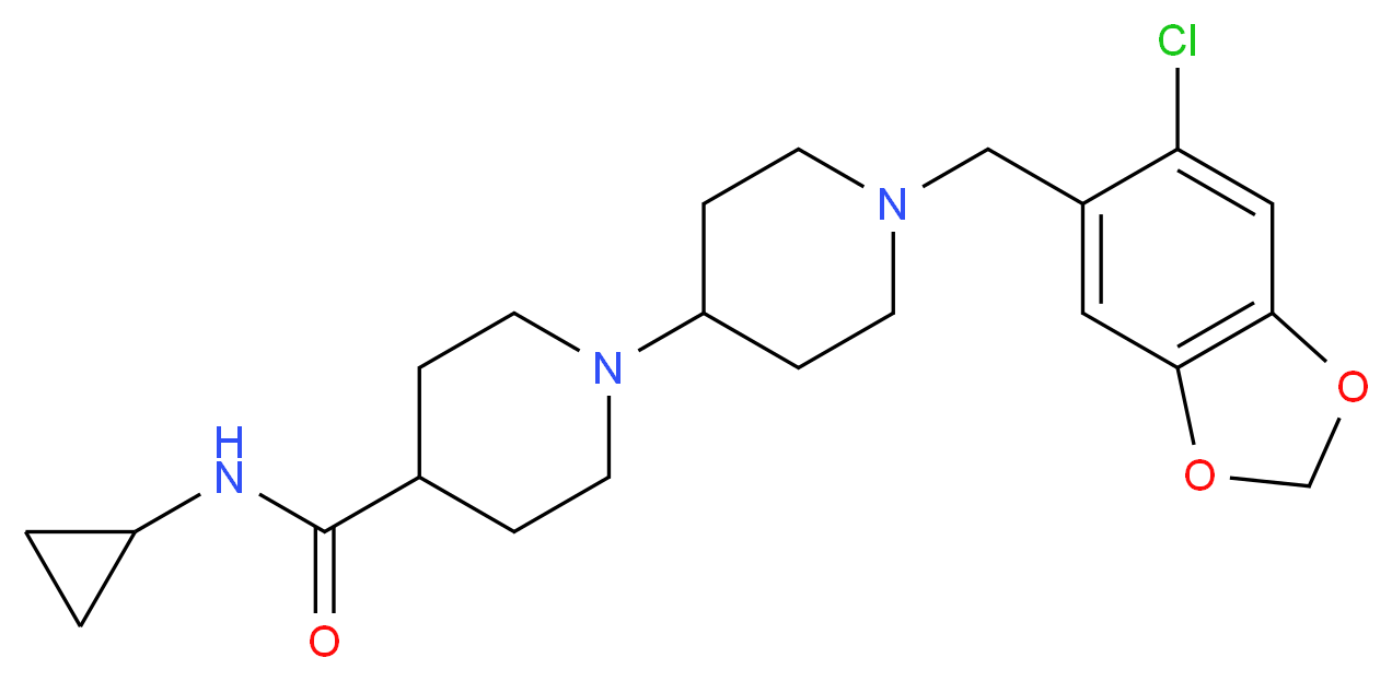 1'-[(6-chloro-1,3-benzodioxol-5-yl)methyl]-N-cyclopropyl-1,4'-bipiperidine-4-carboxamide_Molecular_structure_CAS_)