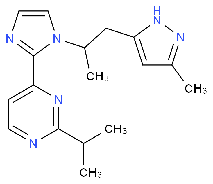 2-isopropyl-4-{1-[1-methyl-2-(3-methyl-1H-pyrazol-5-yl)ethyl]-1H-imidazol-2-yl}pyrimidine_Molecular_structure_CAS_)