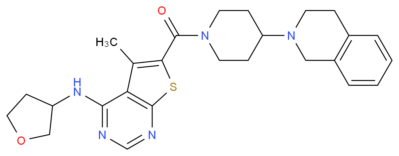 6-{[4-(3,4-dihydro-2(1H)-isoquinolinyl)-1-piperidinyl]carbonyl}-5-methyl-N-(tetrahydro-3-furanyl)thieno[2,3-d]pyrimidin-4-amine_Molecular_structure_CAS_)