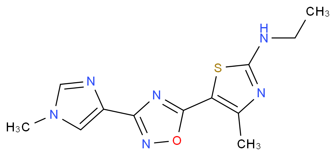 N-ethyl-4-methyl-5-[3-(1-methyl-1H-imidazol-4-yl)-1,2,4-oxadiazol-5-yl]-1,3-thiazol-2-amine_Molecular_structure_CAS_)
