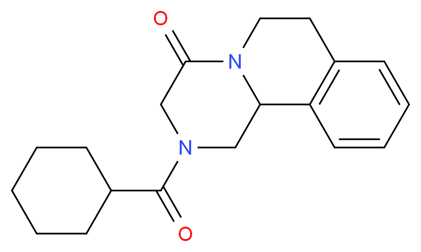 2-cyclohexanecarbonyl-1H,2H,3H,4H,6H,7H,11bH-piperazino[2,1-a]isoquinolin-4-one_Molecular_structure_CAS_)