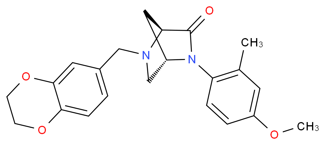 (1S*,4S*)-5-(2,3-dihydro-1,4-benzodioxin-6-ylmethyl)-2-(4-methoxy-2-methylphenyl)-2,5-diazabicyclo[2.2.1]heptan-3-one_Molecular_structure_CAS_)