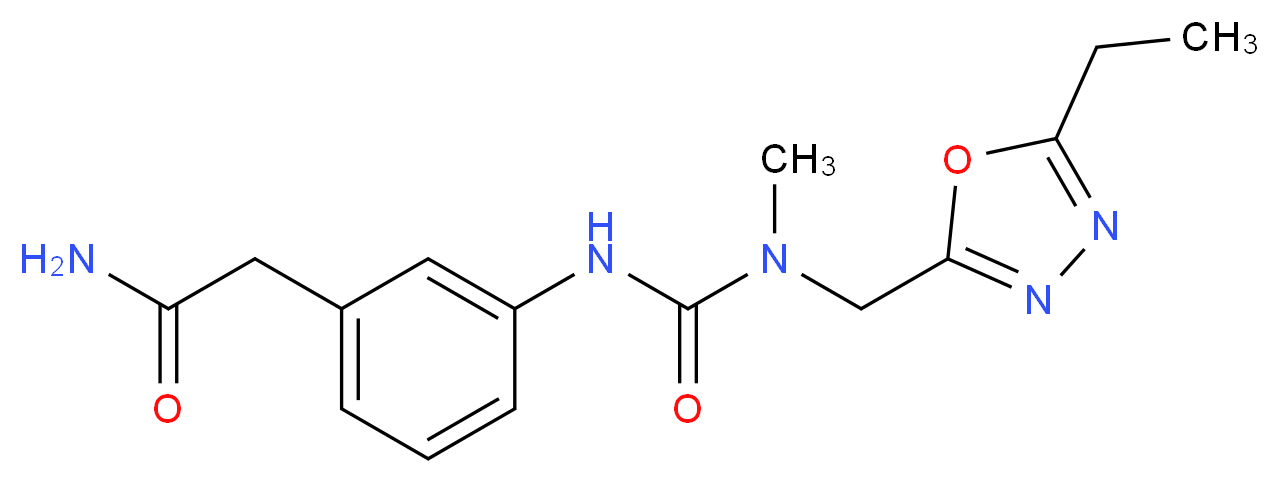 2-[3-({[[(5-ethyl-1,3,4-oxadiazol-2-yl)methyl](methyl)amino]carbonyl}amino)phenyl]acetamide_Molecular_structure_CAS_)