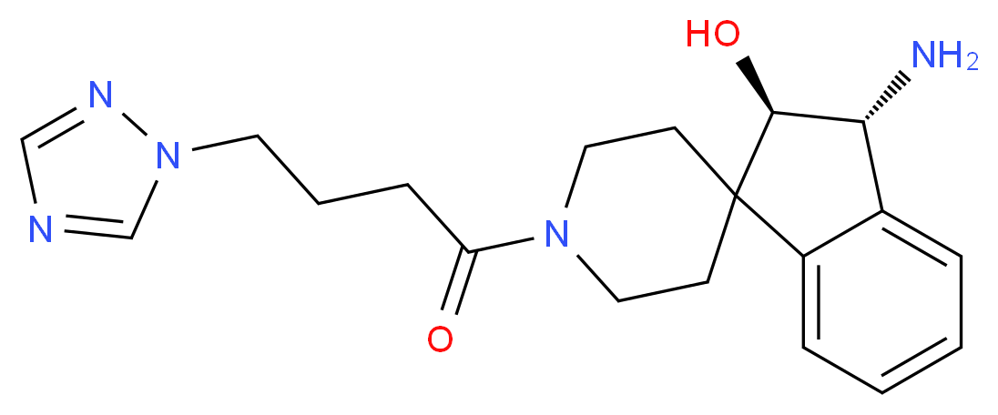 (2R*,3R*)-3-amino-1'-[4-(1H-1,2,4-triazol-1-yl)butanoyl]-2,3-dihydrospiro[indene-1,4'-piperidin]-2-ol_Molecular_structure_CAS_)