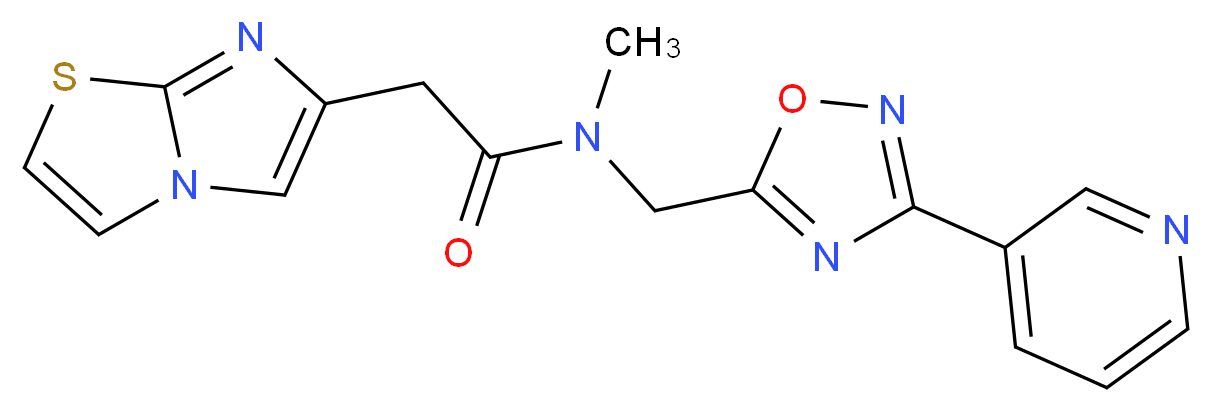 2-imidazo[2,1-b][1,3]thiazol-6-yl-N-methyl-N-{[3-(3-pyridinyl)-1,2,4-oxadiazol-5-yl]methyl}acetamide_Molecular_structure_CAS_)