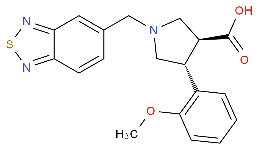(3S*,4R*)-1-(2,1,3-benzothiadiazol-5-ylmethyl)-4-(2-methoxyphenyl)pyrrolidine-3-carboxylic acid_Molecular_structure_CAS_)