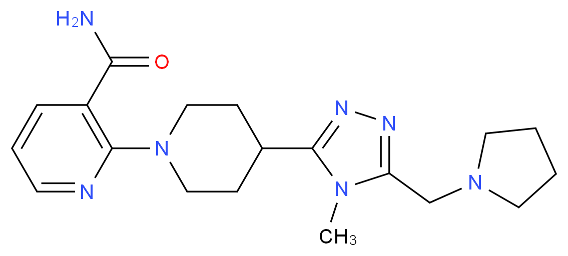 2-{4-[4-methyl-5-(pyrrolidin-1-ylmethyl)-4H-1,2,4-triazol-3-yl]piperidin-1-yl}nicotinamide_Molecular_structure_CAS_)
