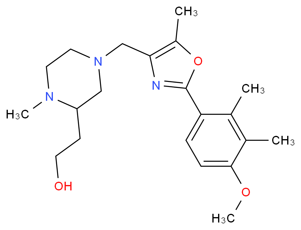 2-(4-{[2-(4-methoxy-2,3-dimethylphenyl)-5-methyl-1,3-oxazol-4-yl]methyl}-1-methylpiperazin-2-yl)ethanol_Molecular_structure_CAS_)