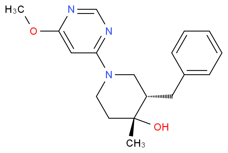 (3S*,4R*)-3-benzyl-1-(6-methoxy-4-pyrimidinyl)-4-methyl-4-piperidinol_Molecular_structure_CAS_)