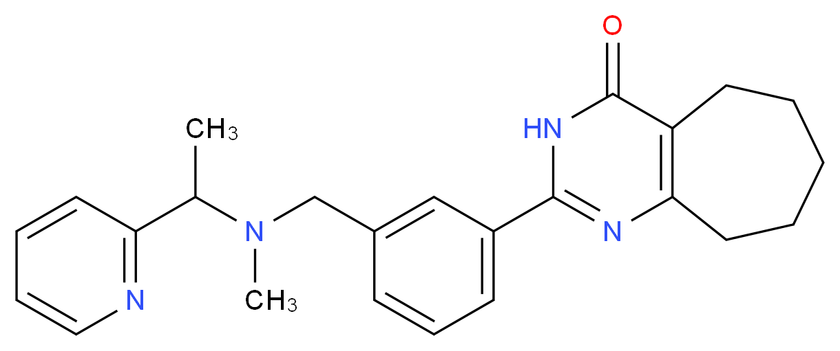 2-[3-({methyl[1-(2-pyridinyl)ethyl]amino}methyl)phenyl]-3,5,6,7,8,9-hexahydro-4H-cyclohepta[d]pyrimidin-4-one_Molecular_structure_CAS_)