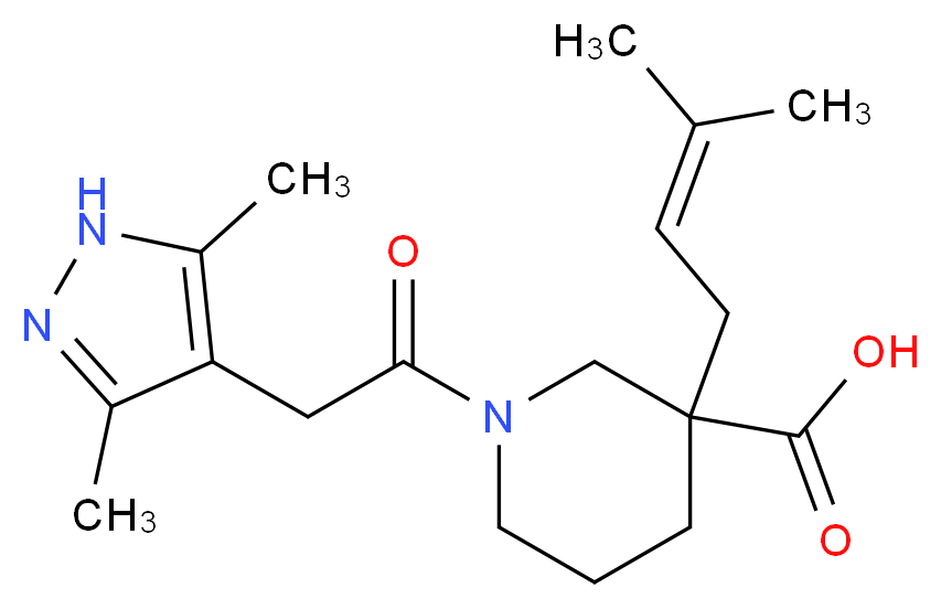 1-[(3,5-dimethyl-1H-pyrazol-4-yl)acetyl]-3-(3-methyl-2-buten-1-yl)-3-piperidinecarboxylic acid_Molecular_structure_CAS_)