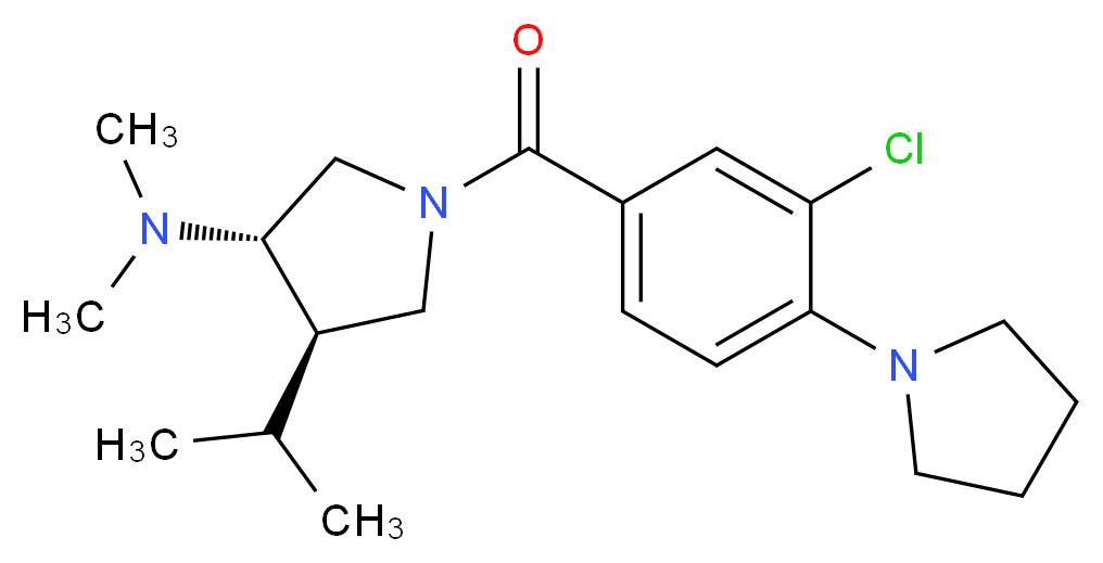 (3S*,4R*)-1-[3-chloro-4-(1-pyrrolidinyl)benzoyl]-4-isopropyl-N,N-dimethyl-3-pyrrolidinamine_Molecular_structure_CAS_)