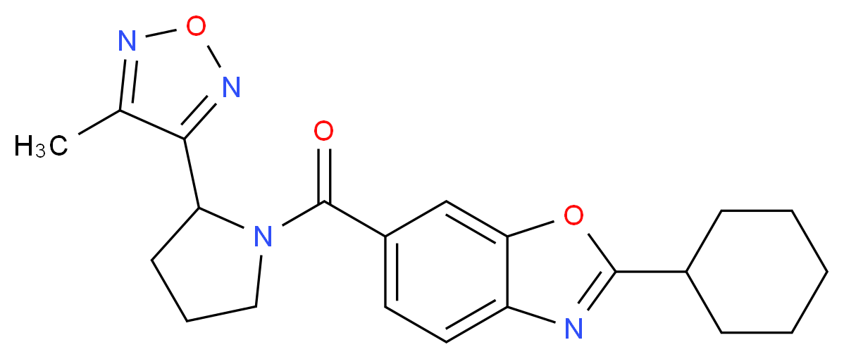 2-cyclohexyl-6-{[2-(4-methyl-1,2,5-oxadiazol-3-yl)-1-pyrrolidinyl]carbonyl}-1,3-benzoxazole_Molecular_structure_CAS_)