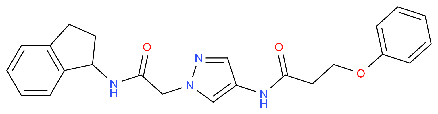 N-{1-[2-(2,3-dihydro-1H-inden-1-ylamino)-2-oxoethyl]-1H-pyrazol-4-yl}-3-phenoxypropanamide_Molecular_structure_CAS_)