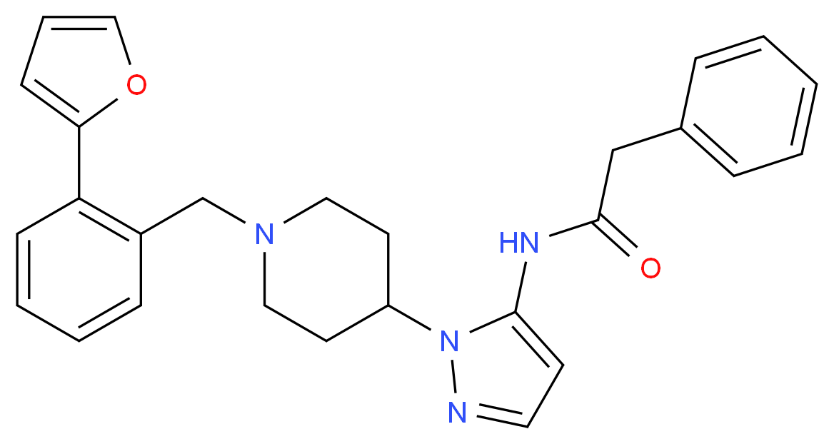 N-(1-{1-[2-(2-furyl)benzyl]-4-piperidinyl}-1H-pyrazol-5-yl)-2-phenylacetamide_Molecular_structure_CAS_)