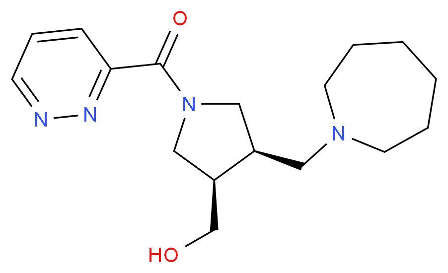 [(3R*,4R*)-4-(1-azepanylmethyl)-1-(3-pyridazinylcarbonyl)-3-pyrrolidinyl]methanol_Molecular_structure_CAS_)
