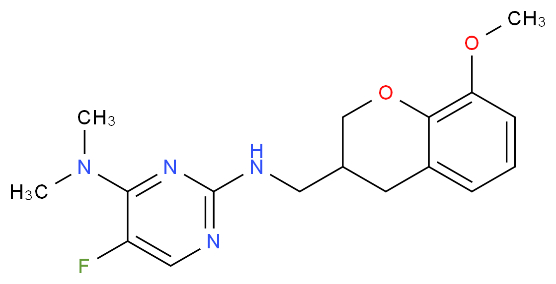 5-fluoro-N~2~-[(8-methoxy-3,4-dihydro-2H-chromen-3-yl)methyl]-N~4~,N~4~-dimethylpyrimidine-2,4-diamine_Molecular_structure_CAS_)