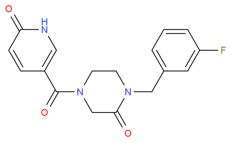 1-(3-fluorobenzyl)-4-[(6-oxo-1,6-dihydro-3-pyridinyl)carbonyl]-2-piperazinone_Molecular_structure_CAS_)