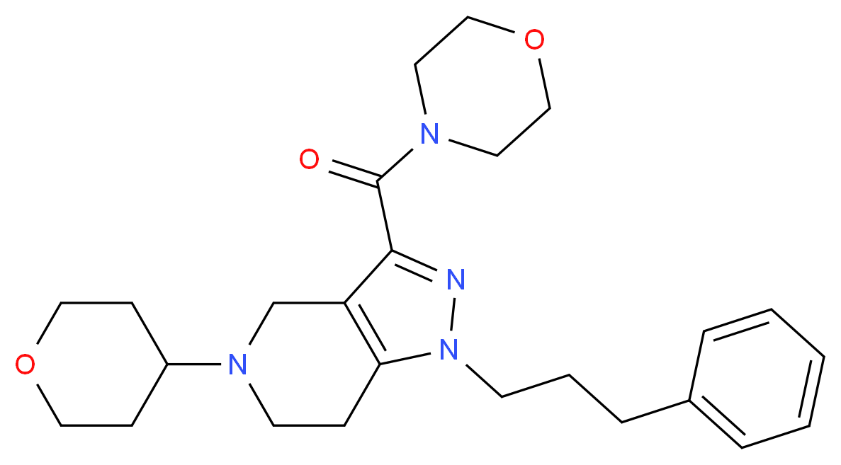 3-(4-morpholinylcarbonyl)-1-(3-phenylpropyl)-5-(tetrahydro-2H-pyran-4-yl)-4,5,6,7-tetrahydro-1H-pyrazolo[4,3-c]pyridine_Molecular_structure_CAS_)
