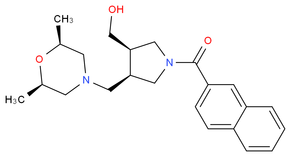 [(3R*,4R*)-4-{[(2R*,6S*)-2,6-dimethylmorpholin-4-yl]methyl}-1-(2-naphthoyl)pyrrolidin-3-yl]methanol_Molecular_structure_CAS_)