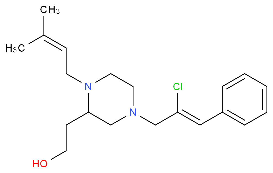 2-[4-[(2Z)-2-chloro-3-phenyl-2-propen-1-yl]-1-(3-methyl-2-buten-1-yl)-2-piperazinyl]ethanol_Molecular_structure_CAS_)