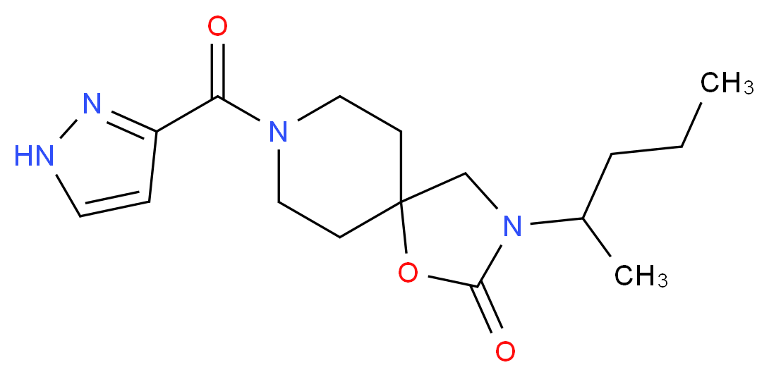 3-(1-methylbutyl)-8-(1H-pyrazol-3-ylcarbonyl)-1-oxa-3,8-diazaspiro[4.5]decan-2-one_Molecular_structure_CAS_)