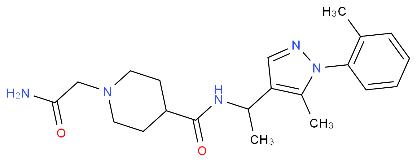 1-(2-amino-2-oxoethyl)-N-{1-[5-methyl-1-(2-methylphenyl)-1H-pyrazol-4-yl]ethyl}piperidine-4-carboxamide_Molecular_structure_CAS_)