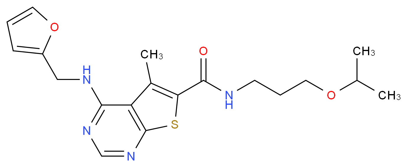 4-[(2-furylmethyl)amino]-N-(3-isopropoxypropyl)-5-methylthieno[2,3-d]pyrimidine-6-carboxamide_Molecular_structure_CAS_)