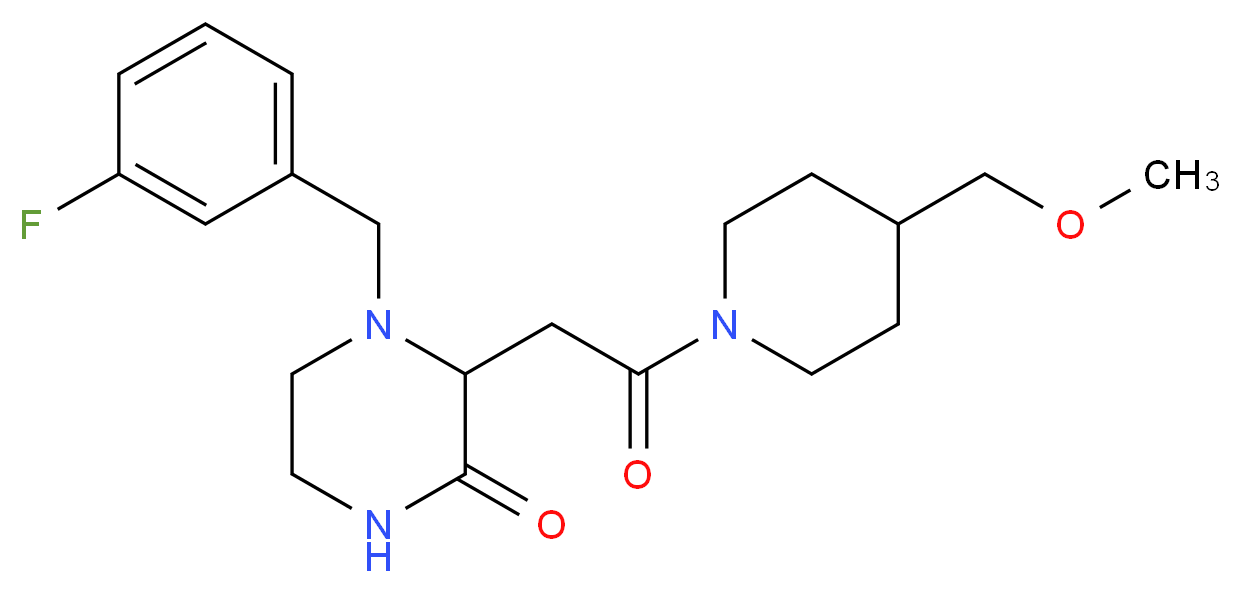 4-(3-fluorobenzyl)-3-{2-[4-(methoxymethyl)-1-piperidinyl]-2-oxoethyl}-2-piperazinone_Molecular_structure_CAS_)