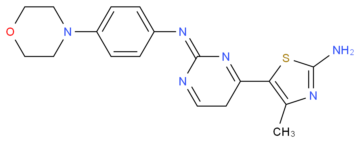 4-METHYL-5-{(2E)-2-[(4-MORPHOLIN-4-YLPHENYL)IMINO]-2,5-DIHYDROPYRIMIDIN-4-YL}-1,3-THIAZOL-2-AMINE_Molecular_structure_CAS_)
