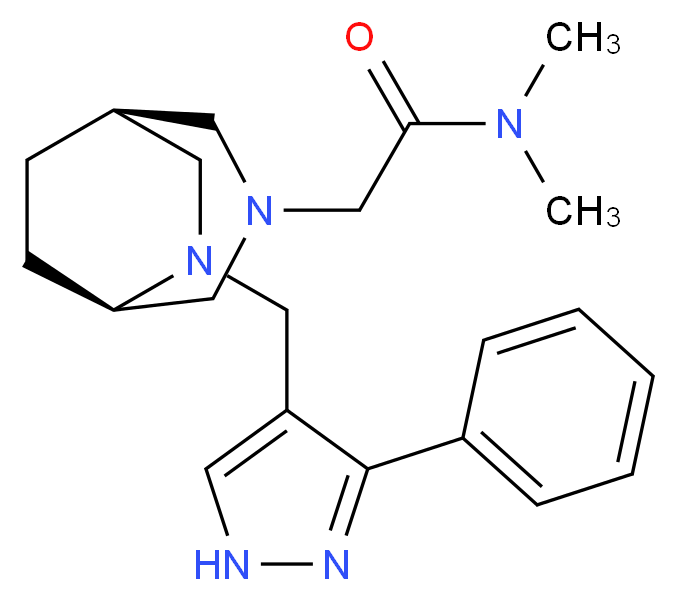 N,N-dimethyl-2-{(1S*,5R*)-6-[(3-phenyl-1H-pyrazol-4-yl)methyl]-3,6-diazabicyclo[3.2.2]non-3-yl}acetamide_Molecular_structure_CAS_)
