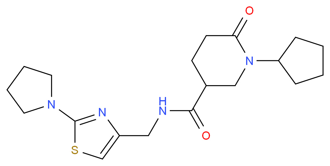 1-cyclopentyl-6-oxo-N-[(2-pyrrolidin-1-yl-1,3-thiazol-4-yl)methyl]piperidine-3-carboxamide_Molecular_structure_CAS_)