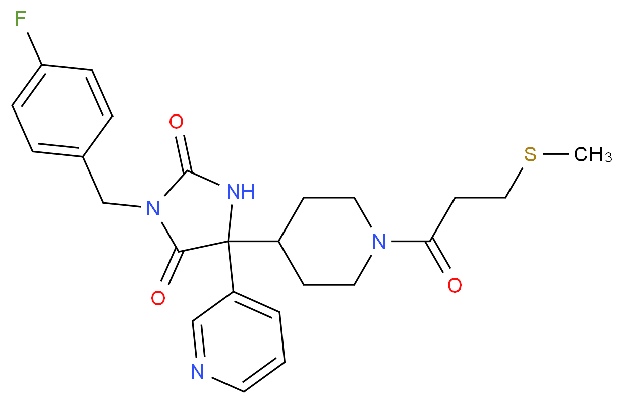 3-(4-fluorobenzyl)-5-{1-[3-(methylthio)propanoyl]-4-piperidinyl}-5-(3-pyridinyl)-2,4-imidazolidinedione_Molecular_structure_CAS_)