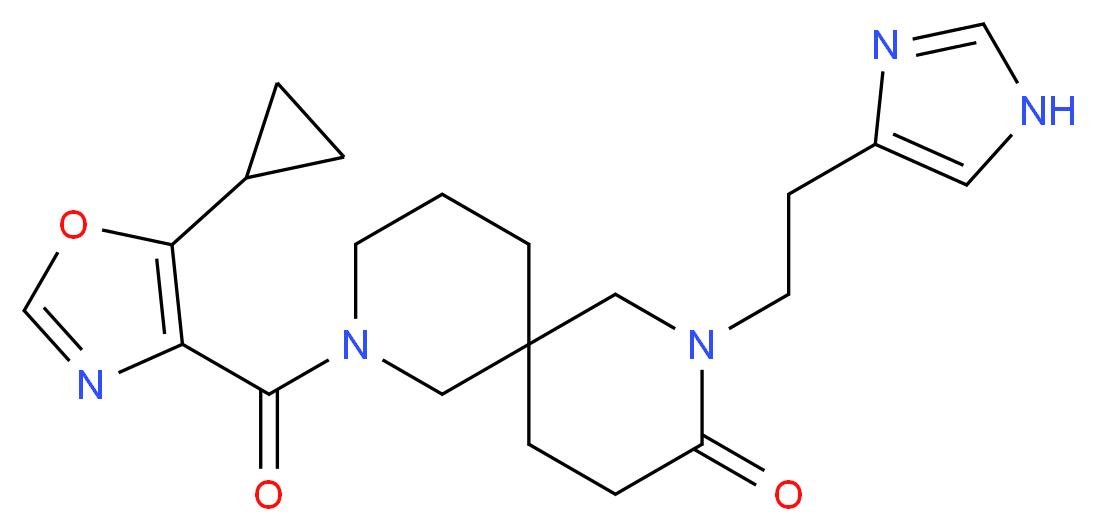 8-[(5-cyclopropyl-1,3-oxazol-4-yl)carbonyl]-2-[2-(1H-imidazol-4-yl)ethyl]-2,8-diazaspiro[5.5]undecan-3-one_Molecular_structure_CAS_)