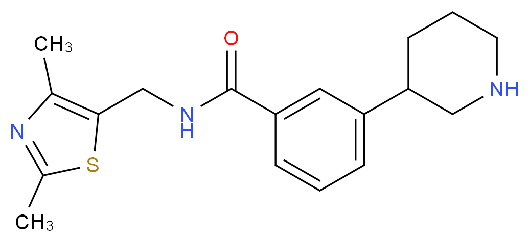 N-[(2,4-dimethyl-1,3-thiazol-5-yl)methyl]-3-piperidin-3-ylbenzamide_Molecular_structure_CAS_)
