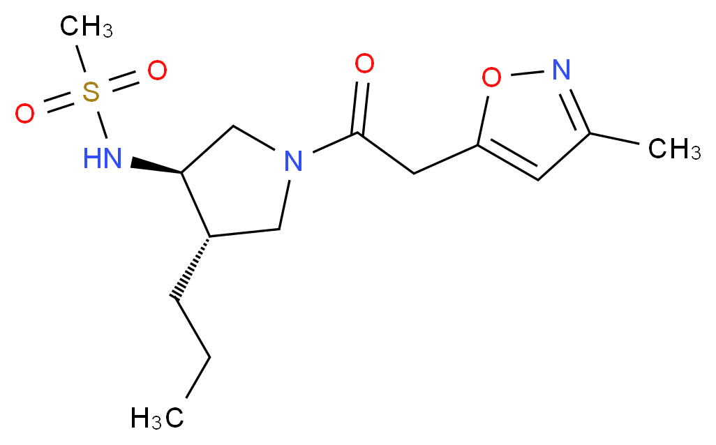 N-{(3R*,4S*)-1-[(3-methyl-5-isoxazolyl)acetyl]-4-propyl-3-pyrrolidinyl}methanesulfonamide_Molecular_structure_CAS_)