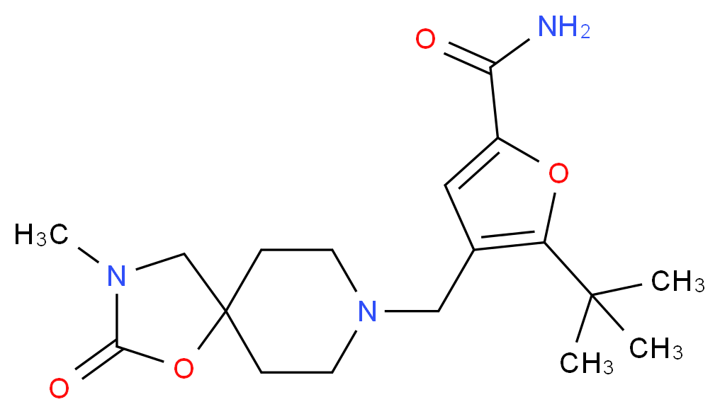 5-tert-butyl-4-[(3-methyl-2-oxo-1-oxa-3,8-diazaspiro[4.5]dec-8-yl)methyl]-2-furamide_Molecular_structure_CAS_)
