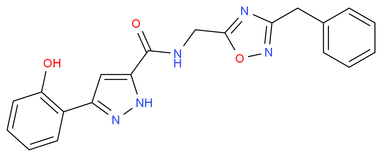 N-[(3-benzyl-1,2,4-oxadiazol-5-yl)methyl]-3-(2-hydroxyphenyl)-1H-pyrazole-5-carboxamide_Molecular_structure_CAS_)