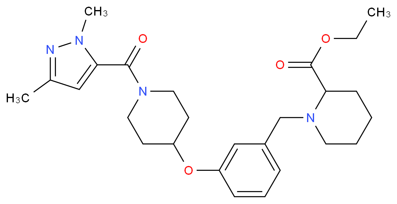 ethyl 1-[3-({1-[(1,3-dimethyl-1H-pyrazol-5-yl)carbonyl]-4-piperidinyl}oxy)benzyl]-2-piperidinecarboxylate_Molecular_structure_CAS_)